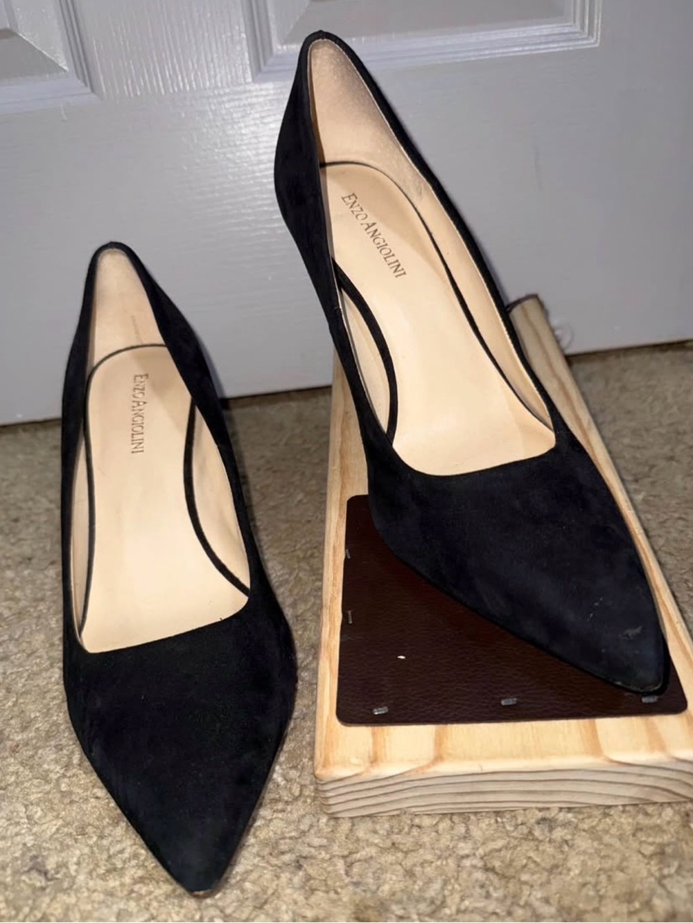 Enzo Angiolini Black Suede Pointed Toe Pumps